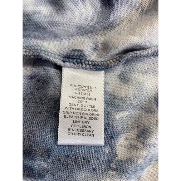 Cupid Tie Dye Tunic Top XL Blue White Long Sleeve V-Neck Boho Loungewear Retro - Picture 5 of 7